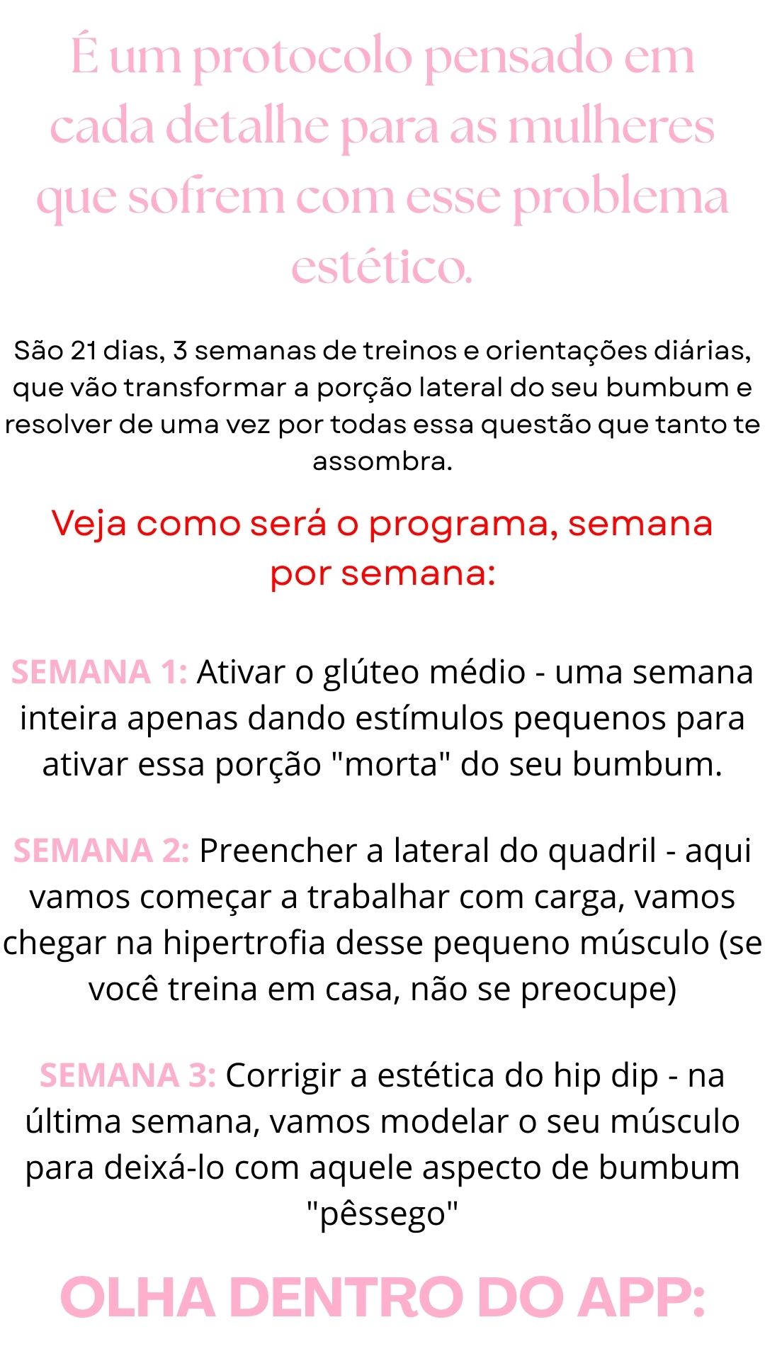 Estrutura do programa Hip Sculpt semana por semana